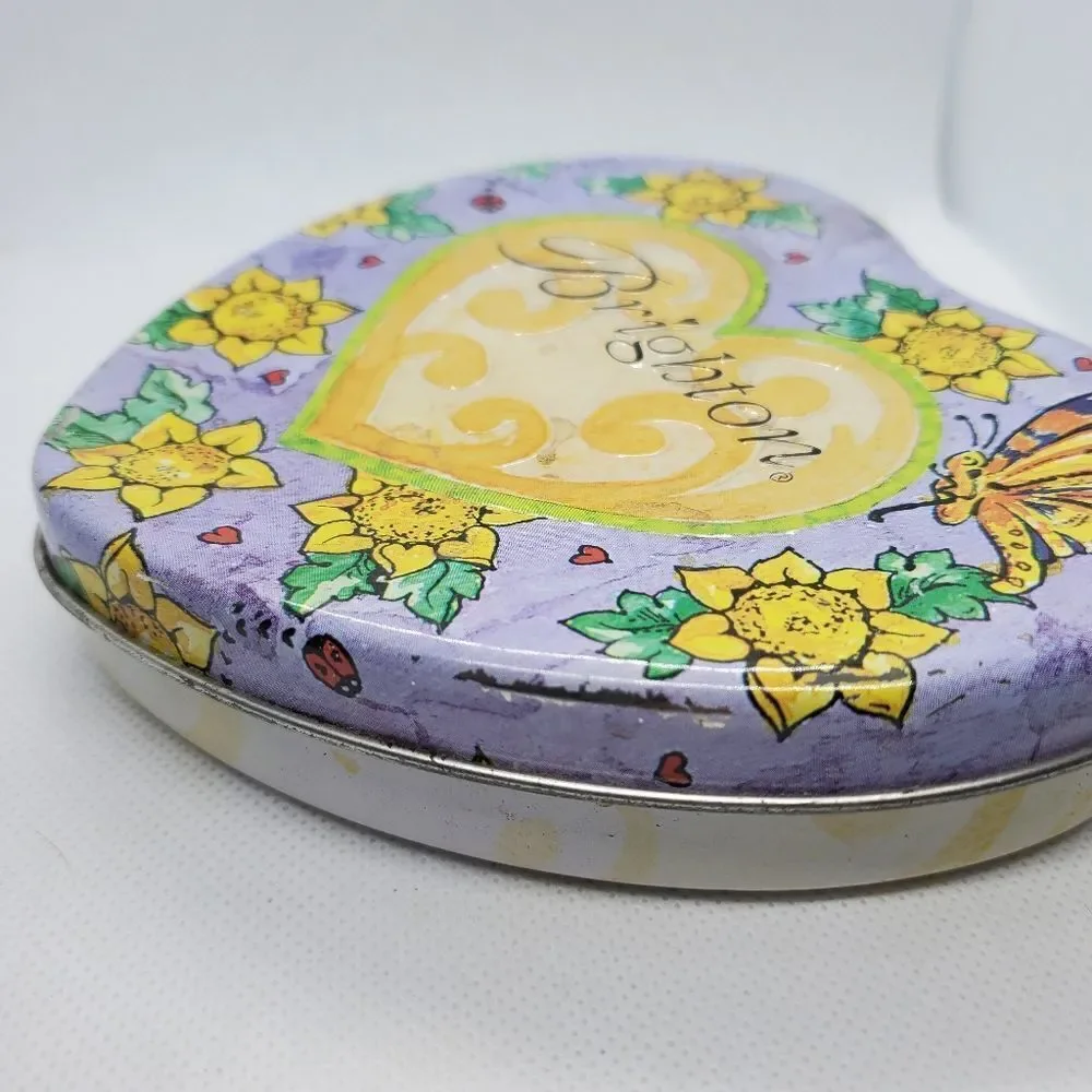 Brighton Sunflower & Butterfly Heart Shaped Tin